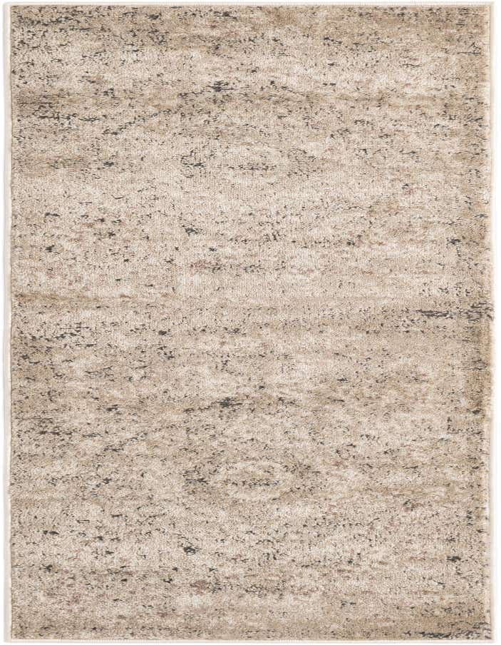 A 6 ft runner rug from the Rugs.com Oregon collection, featuring a shabby-chic, distressed pattern in browns, tans, and creams, ideal for a hallway.