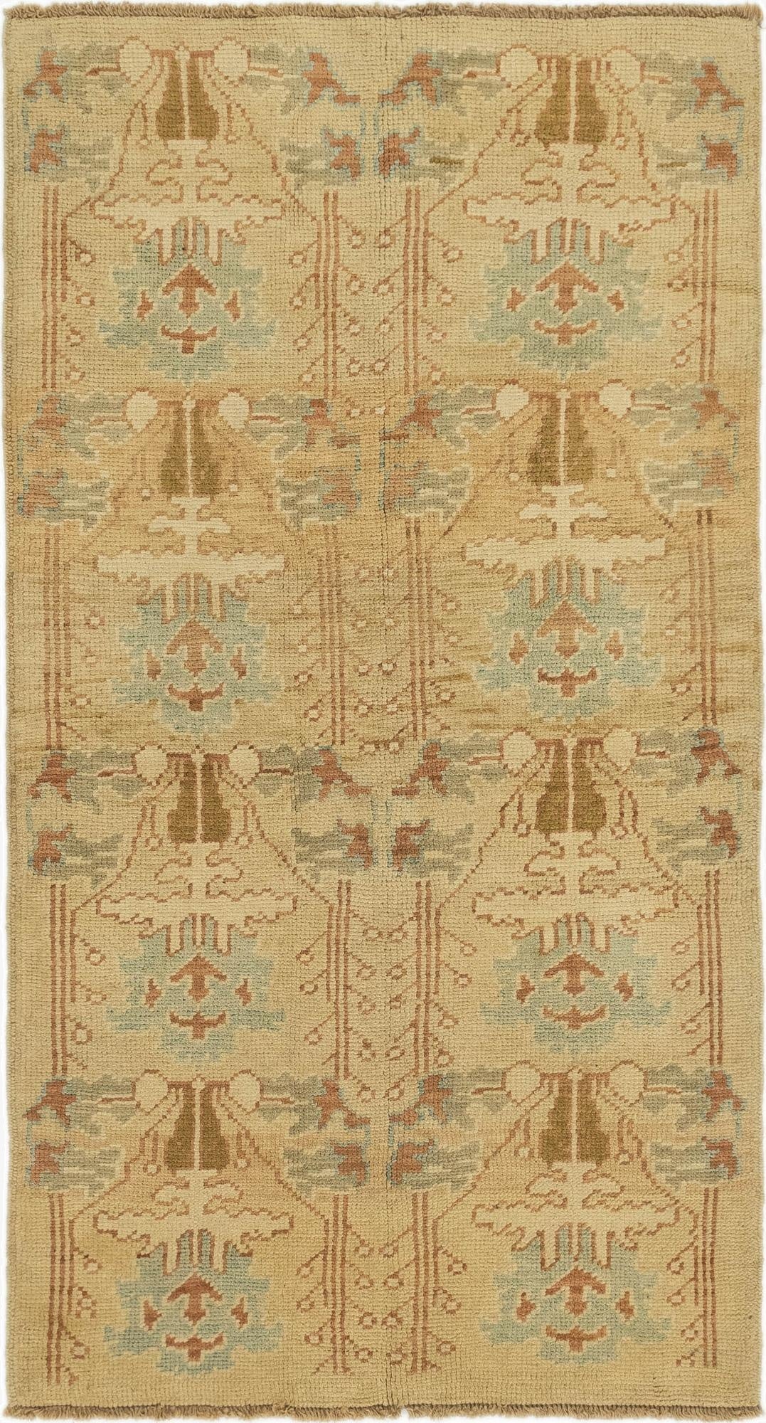  4' 6 x 8' 3  Hand Knotted Oushak Wool Runner Rug