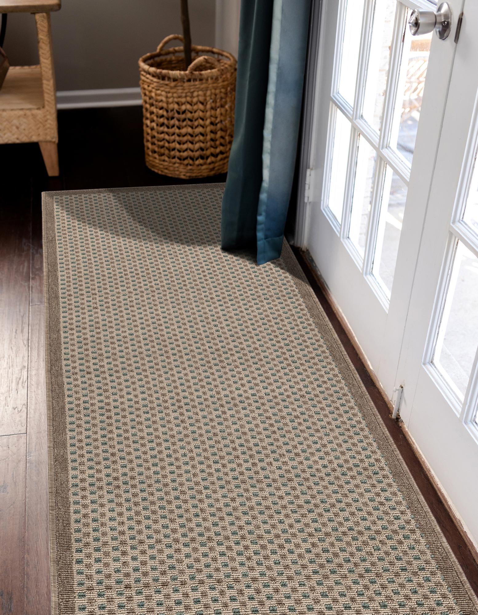 Beige 2' x 6' Border Indoor / Outdoor Runner Rug | Rugs.com