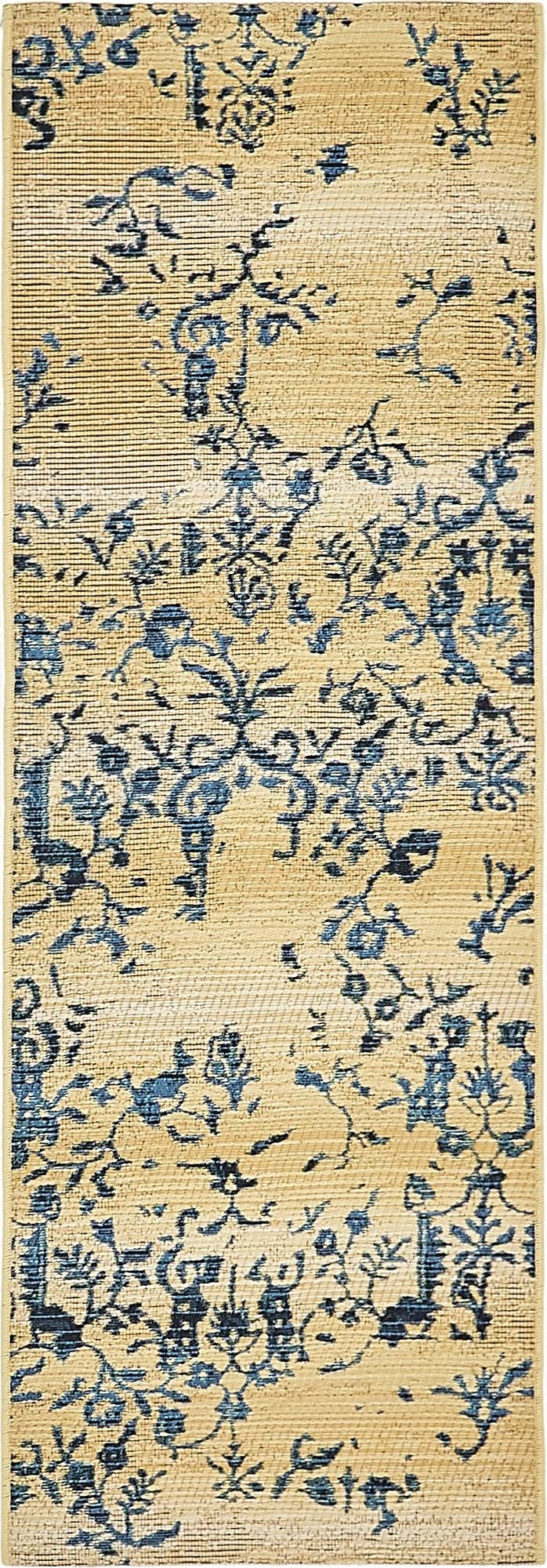  2' x 6'  Washable Botanical Indoor / Outdoor Runner Rug