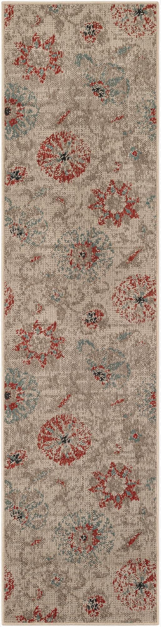  2' x 8'  Washable Botanical Indoor / Outdoor Runner Rug