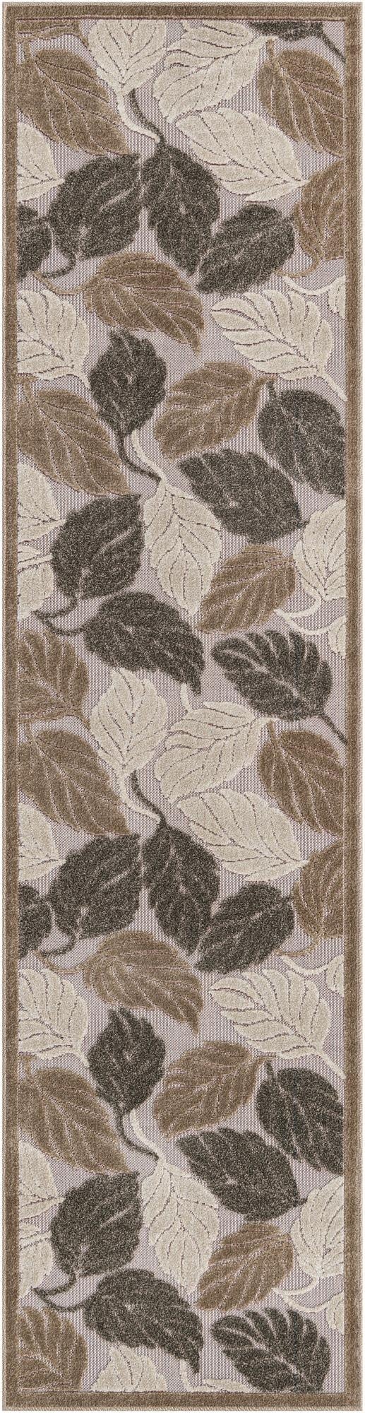  2' 7 x 10'  Washable Botanical Indoor / Outdoor Runner Rug