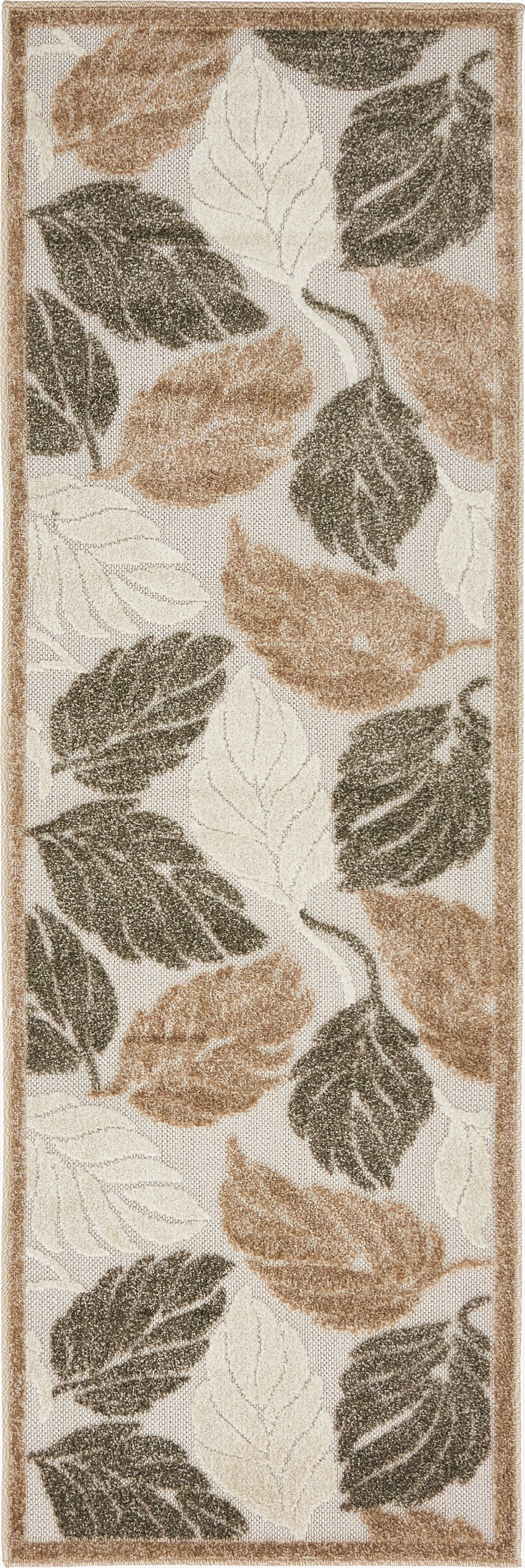  2' x 6'  Washable Botanical Indoor / Outdoor Runner Rug