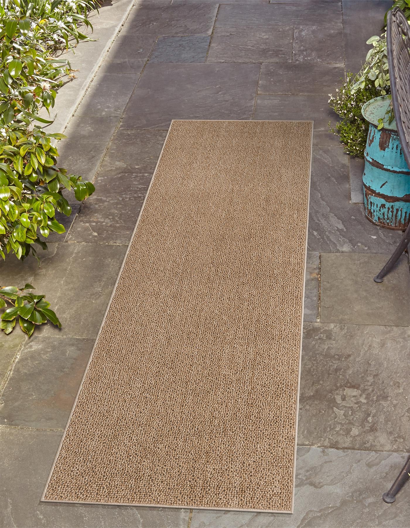 Beige 2' x 8' Solid Indoor / Outdoor Runner Rug | Rugs.com