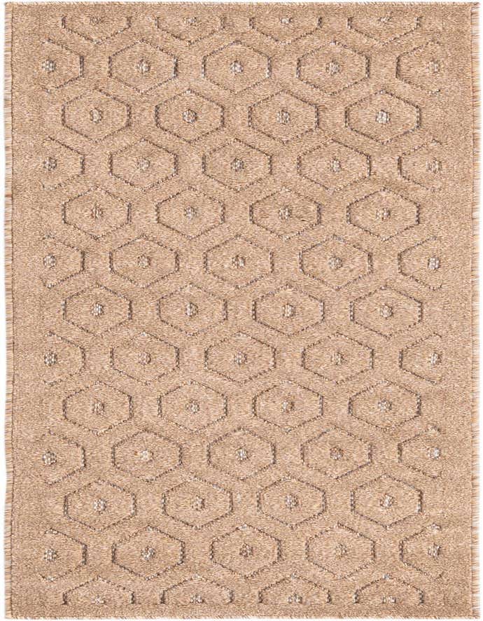 A 6 ft runner rug with a modern textured geometric pattern in varying shades of brown and tan, suitable for a hallway or patio.