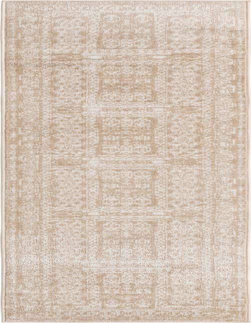 An 8 ft runner rug from the Oxford collection, featuring a distressed bohemian pattern in warm browns, tans, and ivories, ideal for a hallway or kitchen.