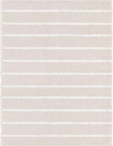 A 12 ft runner rug with alternating light brown herringbone stripes and textured ivory bands, perfect for a hallway.