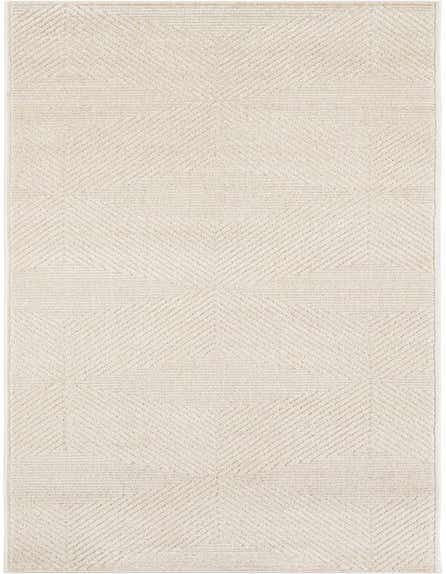 A 12 ft runner rug in shades of brown and tan, featuring a modern geometric pattern with textured triangles and lines.