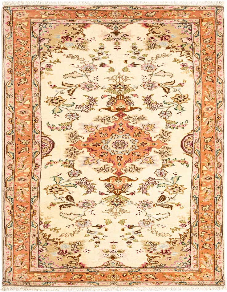A handmade 7 ft runner rug in a Persian style, featuring an ivory and cream field with intricate brown and tan floral patterns, ideal for a hallway.