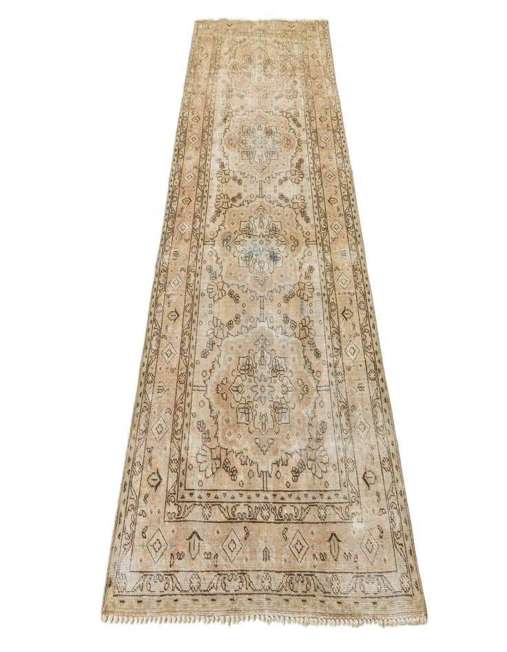 Detail image of  3' 8 x 9'  Hand Knotted Ultra Vintage Persian Wool Runner Rug