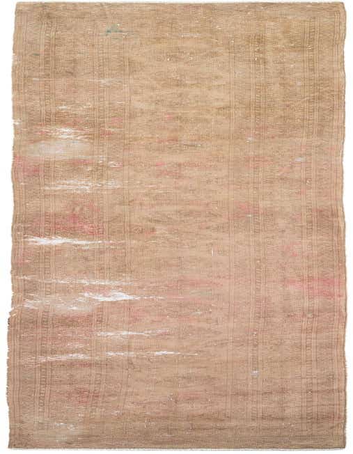 A 13 ft Ultra Vintage runner rug in brown and ivory wool, featuring a faded Persian pattern, ideal for a hallway.