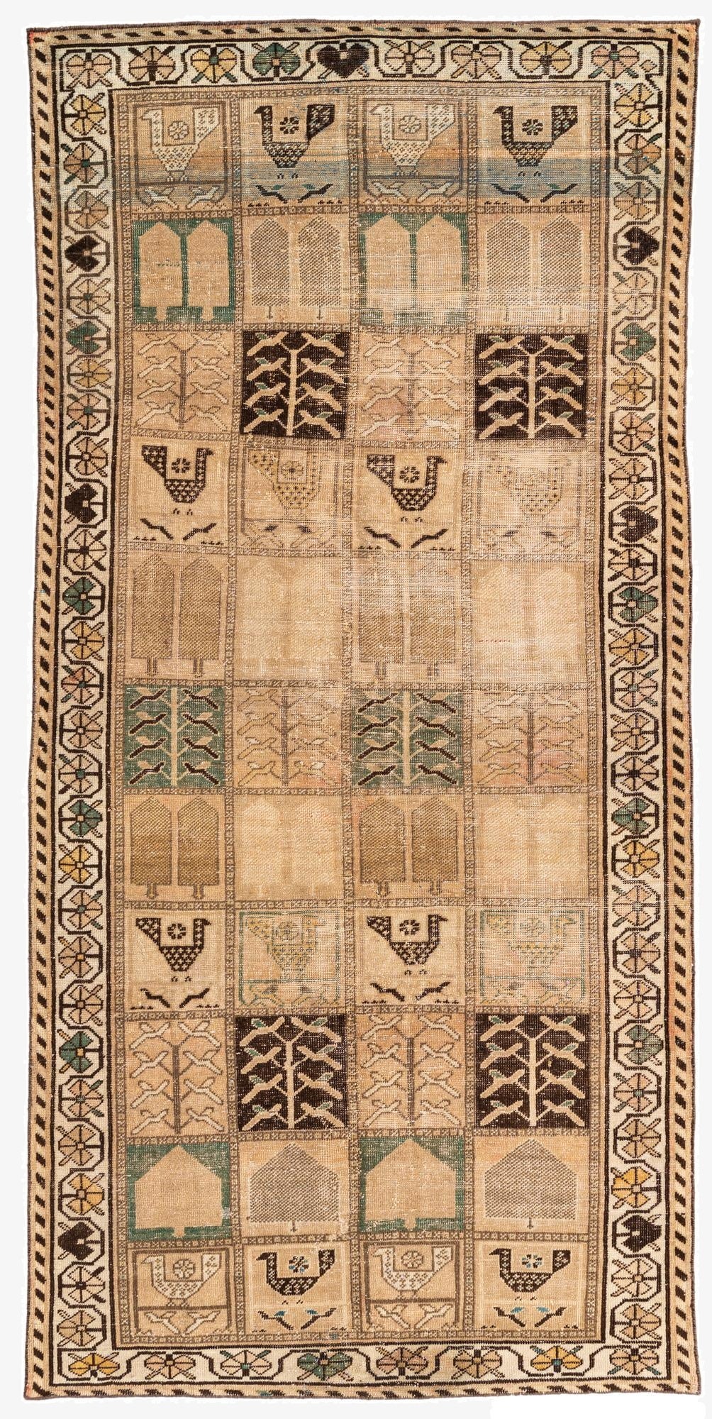  4' 7 x 9' 5  Hand Knotted Ultra Vintage Persian Wool Runner Rug