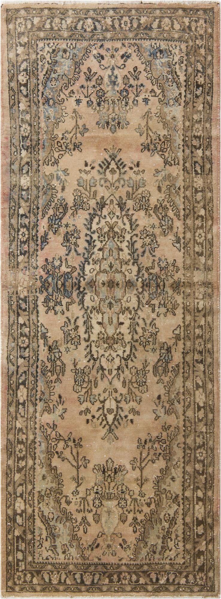  3' 7 x 9' 6  Hand Knotted Ultra Vintage Persian Wool Runner Rug