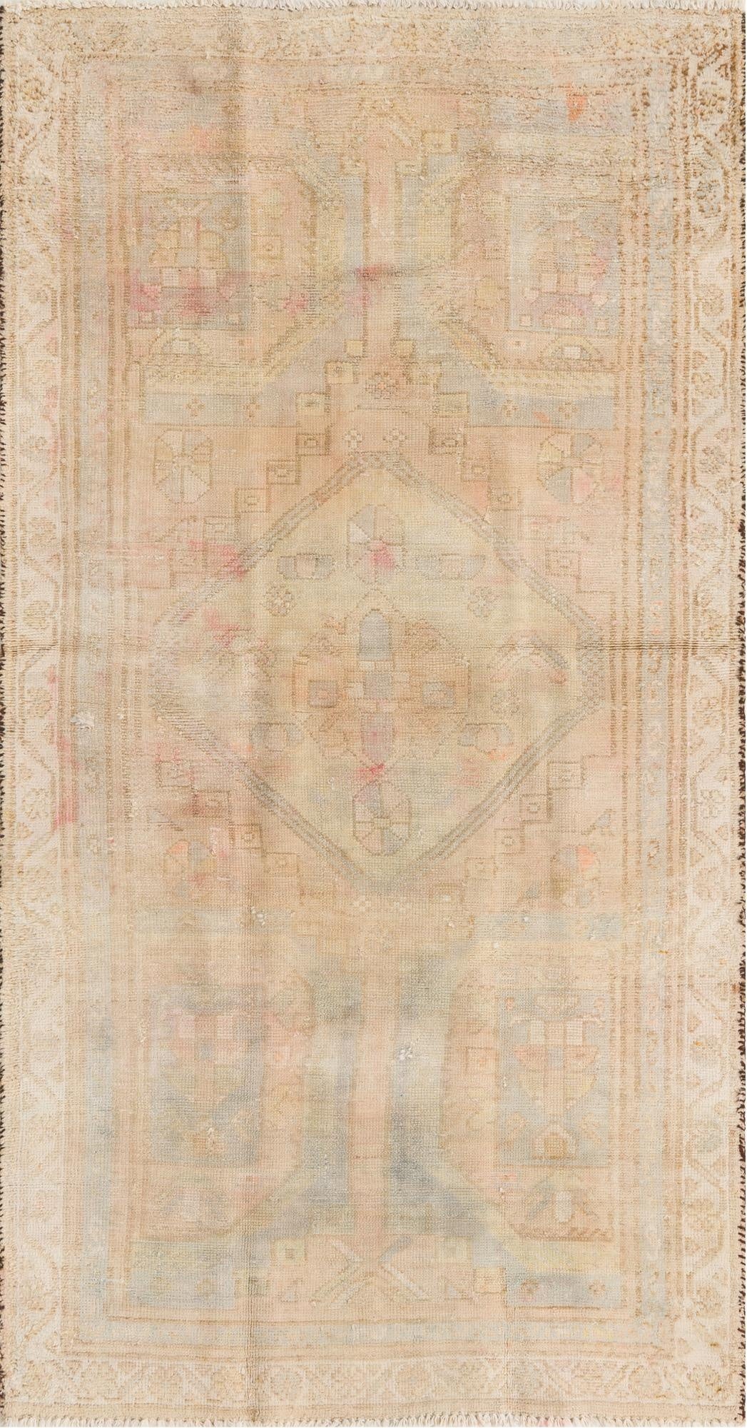  3' 5 x 6' 9  Hand Knotted Ultra Vintage Persian Wool Runner Rug