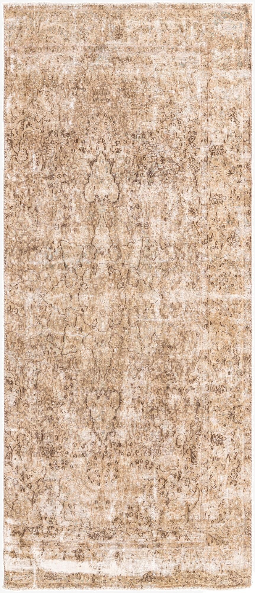  3' 10 x 9'  Hand Knotted Ultra Vintage Persian Wool Runner Rug