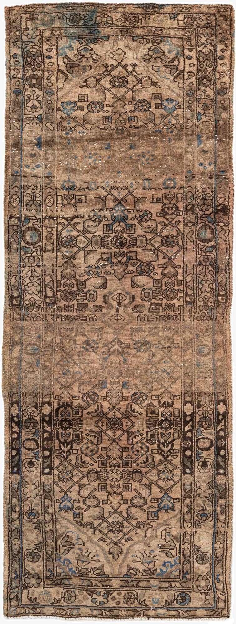  3' 5 x 9'  Hand Knotted Ultra Vintage Persian Wool Runner Rug