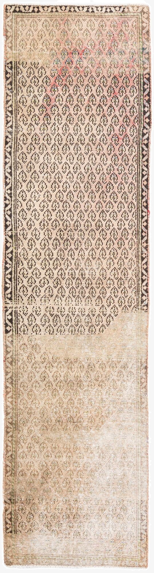  2' 4 x 9' 3  Hand Knotted Ultra Vintage Persian Wool Runner Rug