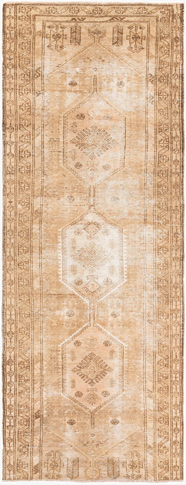  3' 4 x 9' 1  Hand Knotted Ultra Vintage Persian Wool Runner Rug
