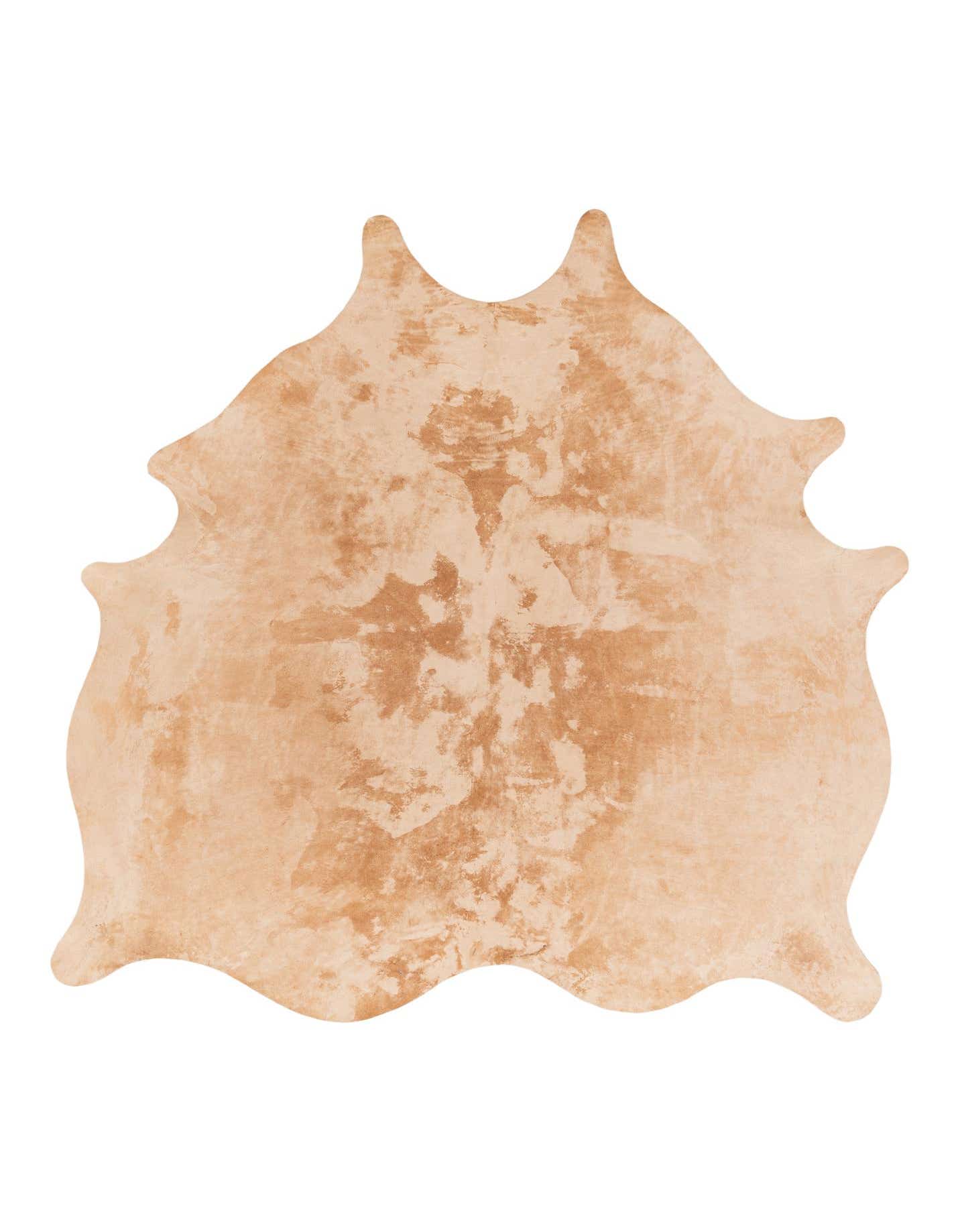 A 6' 2 x 6' 6 square cowhide rug in varying shades of brown and tan, featuring a natural, irregular hide shape.