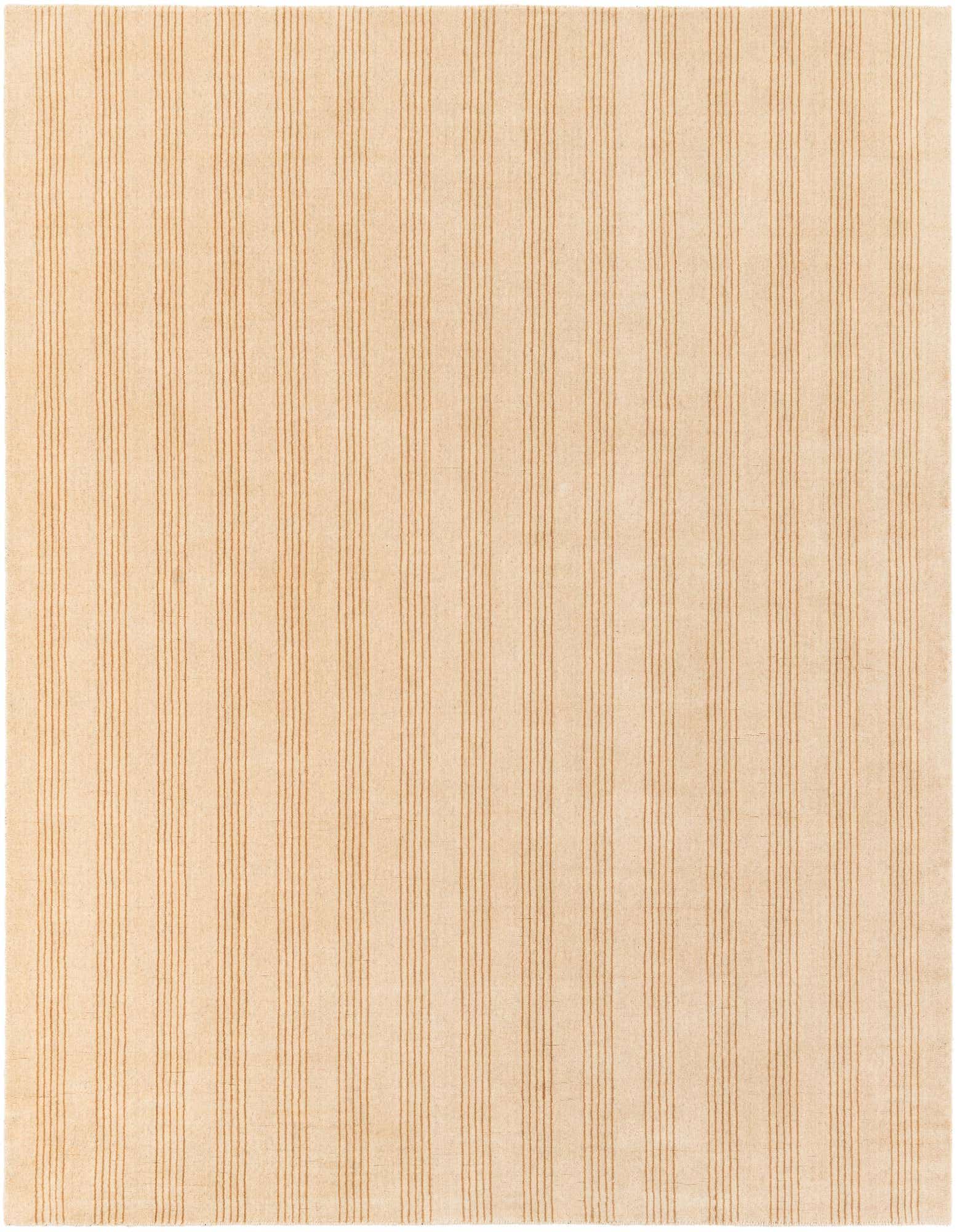 A 7' 10 x 7' 10 square Jill Zarin Striped Wool rug featuring alternating ivory and tan vertical stripes.
