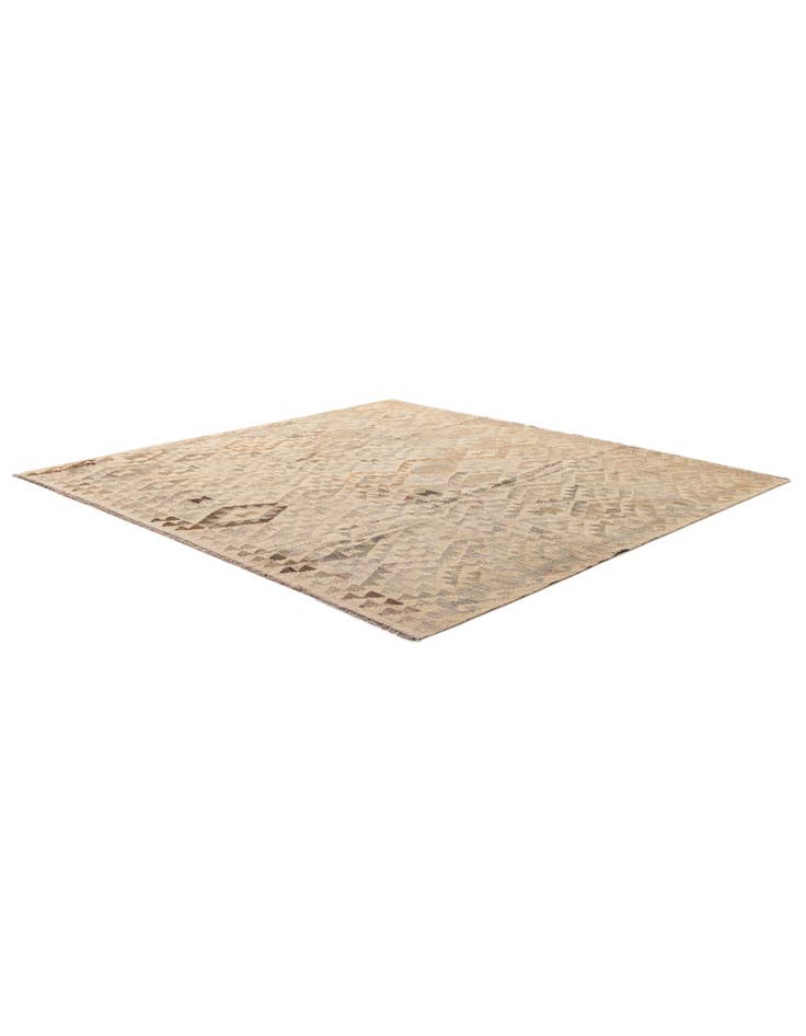 Detail image of  6' 10 x 7'  Hand Woven Kilim Maymana Wool Square Rug