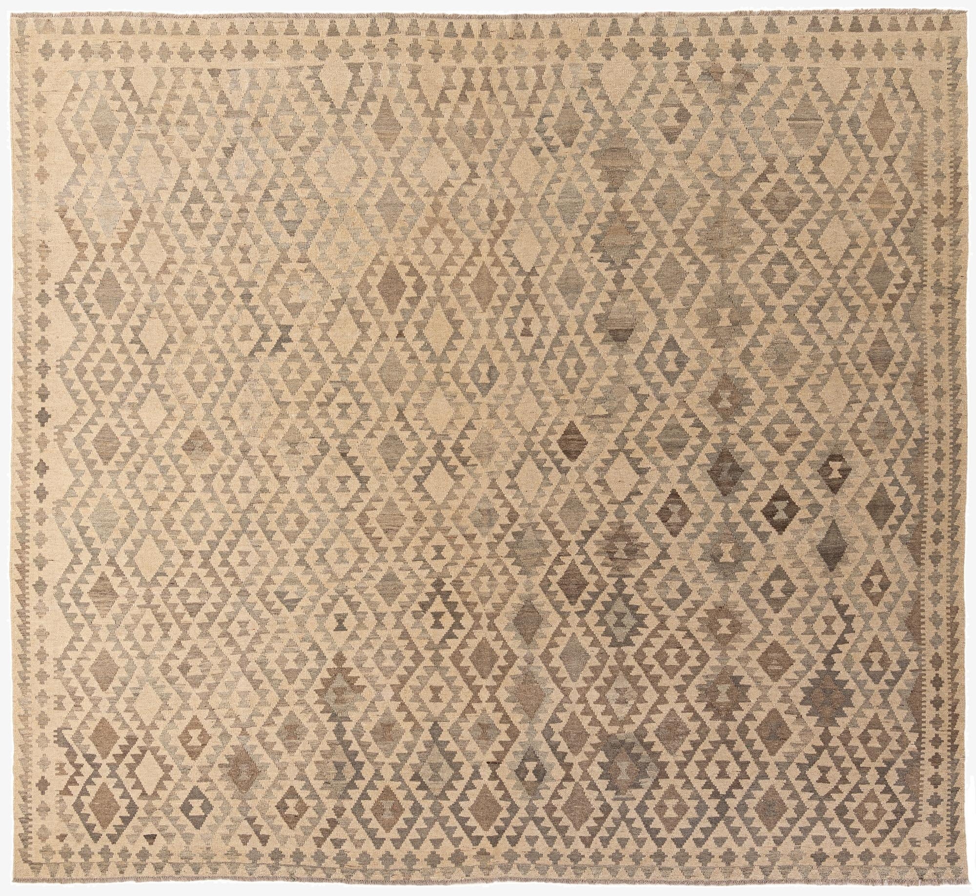  9' 9 x 10' 5  Hand Woven Kilim Maymana Wool Square Rug