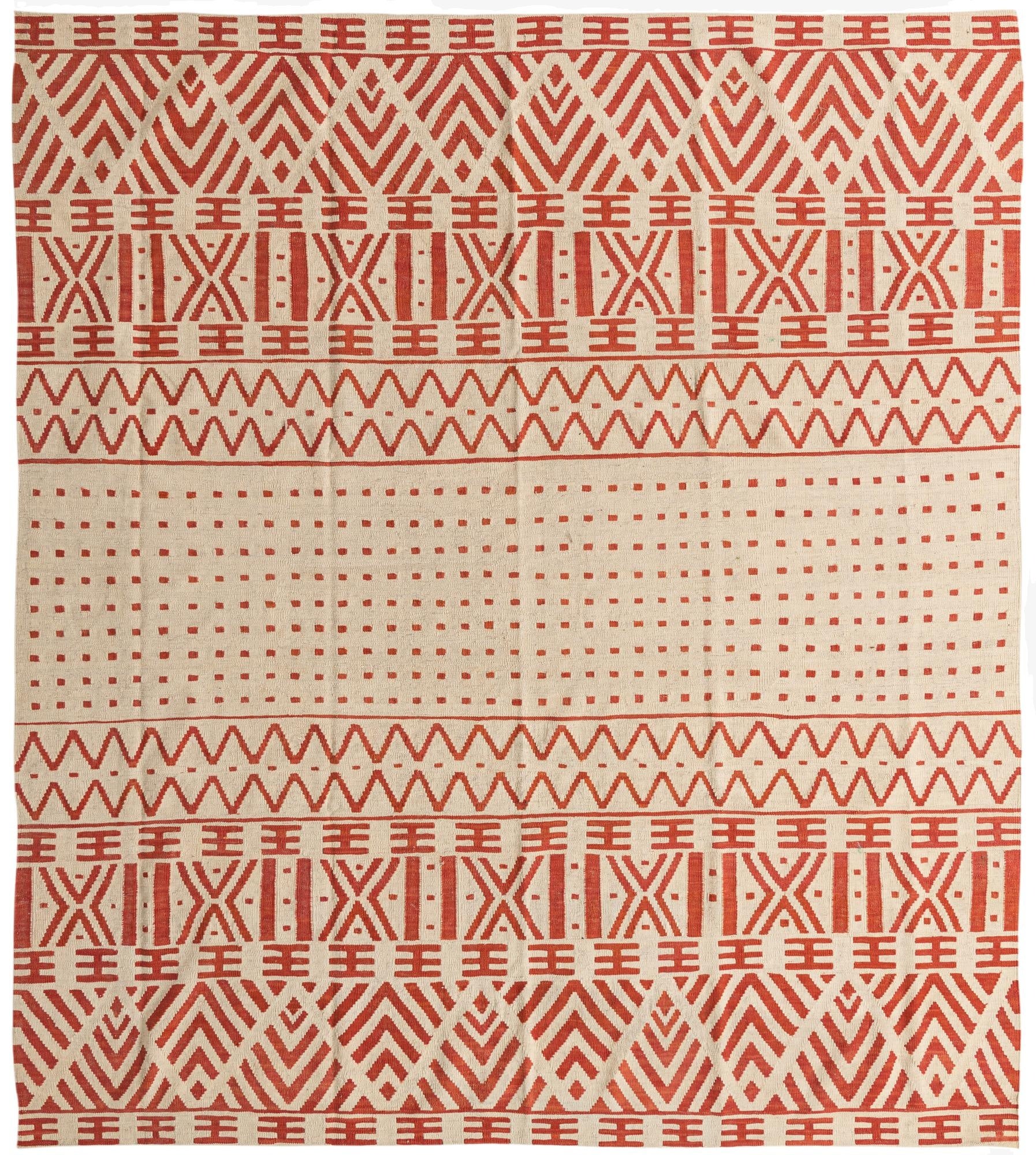  8' 7 x 9' 7  Hand Woven Kilim Modern Wool Square Rug