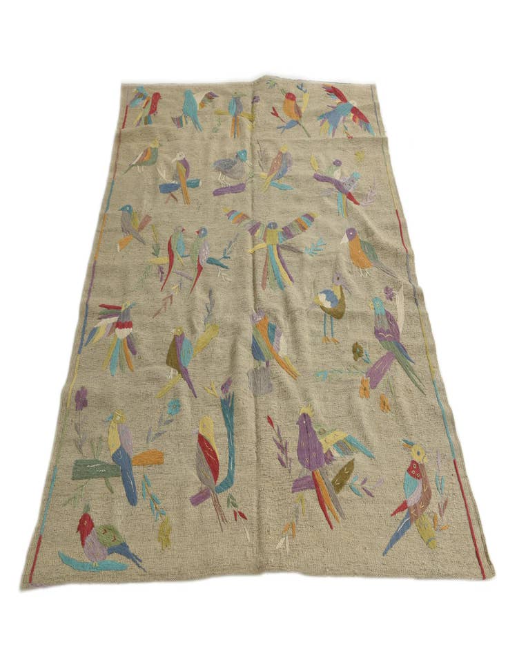 Detail image of  5' x 6'  Hand Woven Kilim Suzani Wool Square Rug