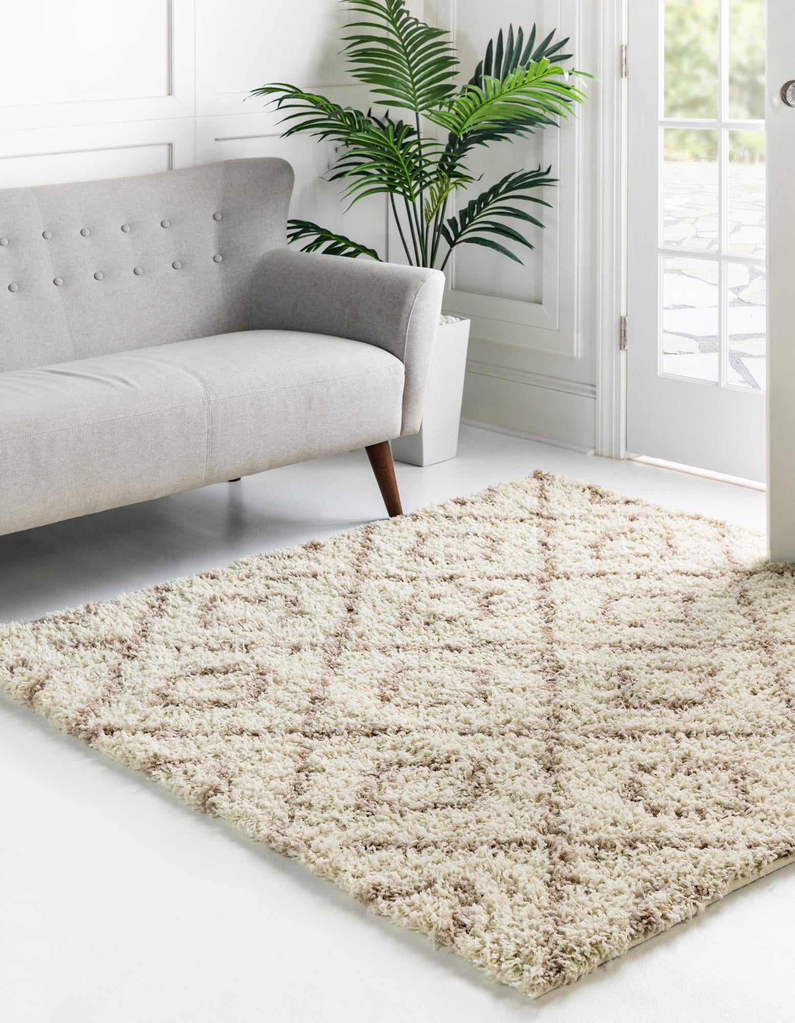  6' x 6' Lattice Shag Square Rug