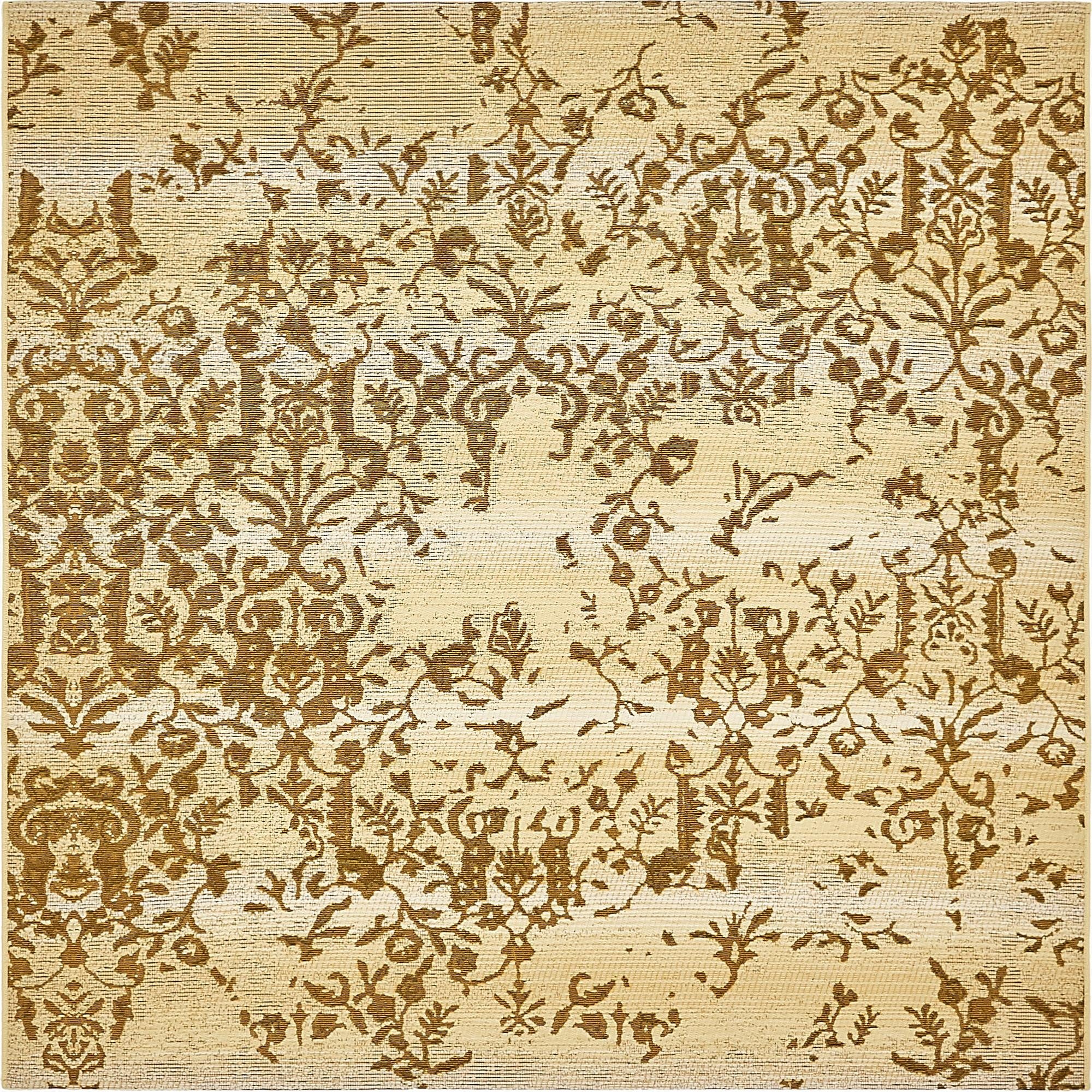  6' x 6'  Washable Botanical Indoor / Outdoor Square Rug