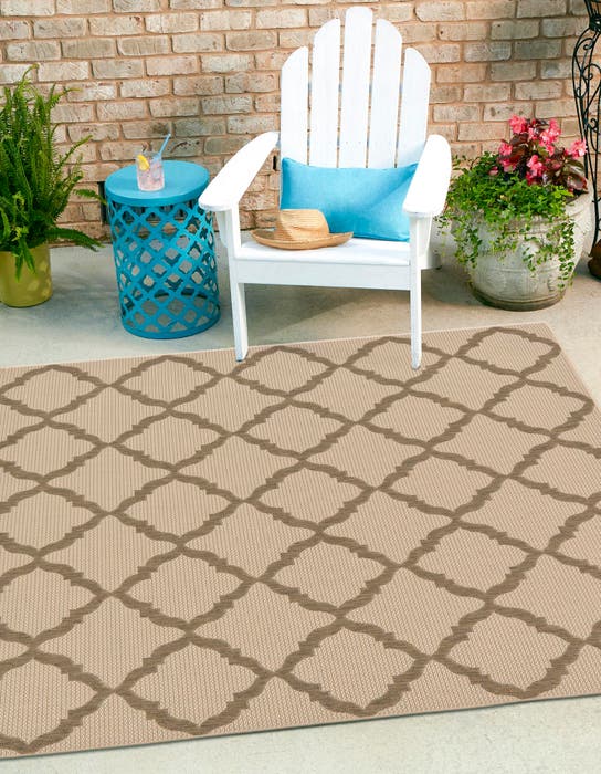 Blue 6' x 6' Lattice Indoor / Outdoor Square Rug | Rugs.com