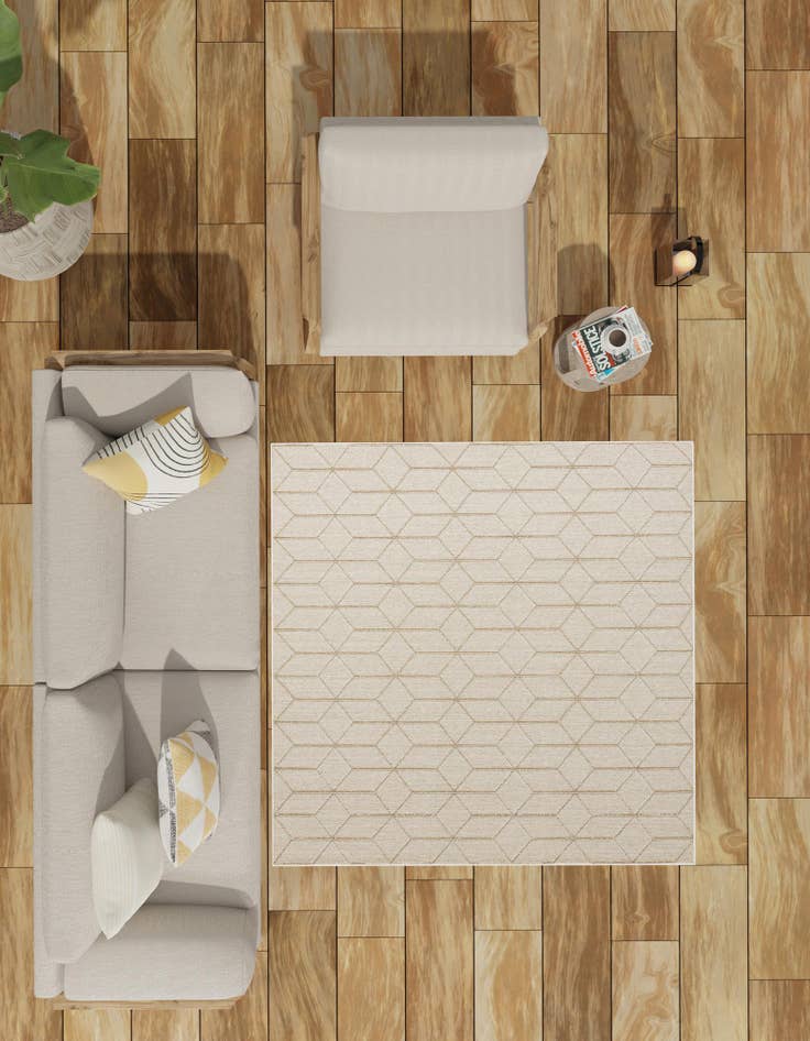 Detail image of  7' 10 x 7' 10  Washable Lattice Indoor / Outdoor Square Rug