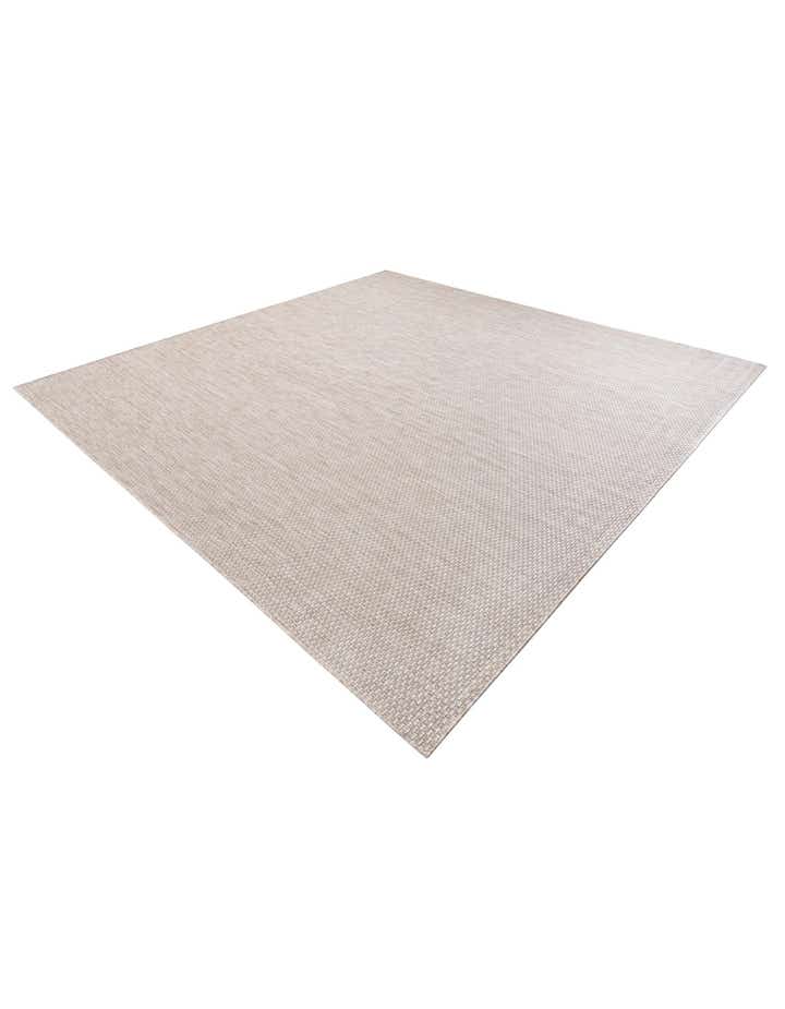 Beige 10' x 10' Solid Indoor / Outdoor Square Rug | Rugs.com