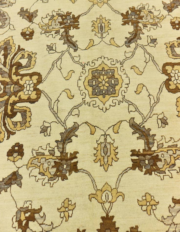 Detail image of  13' 7 x 14' 1  Hand Knotted Peshawar Ziegler Wool Square Rug