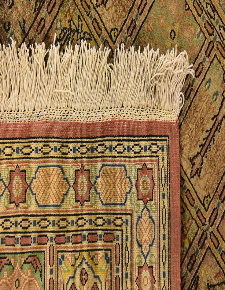 Detail image of  1' 10 x 2' 4  Hand Knotted Qom Persian Square Rug