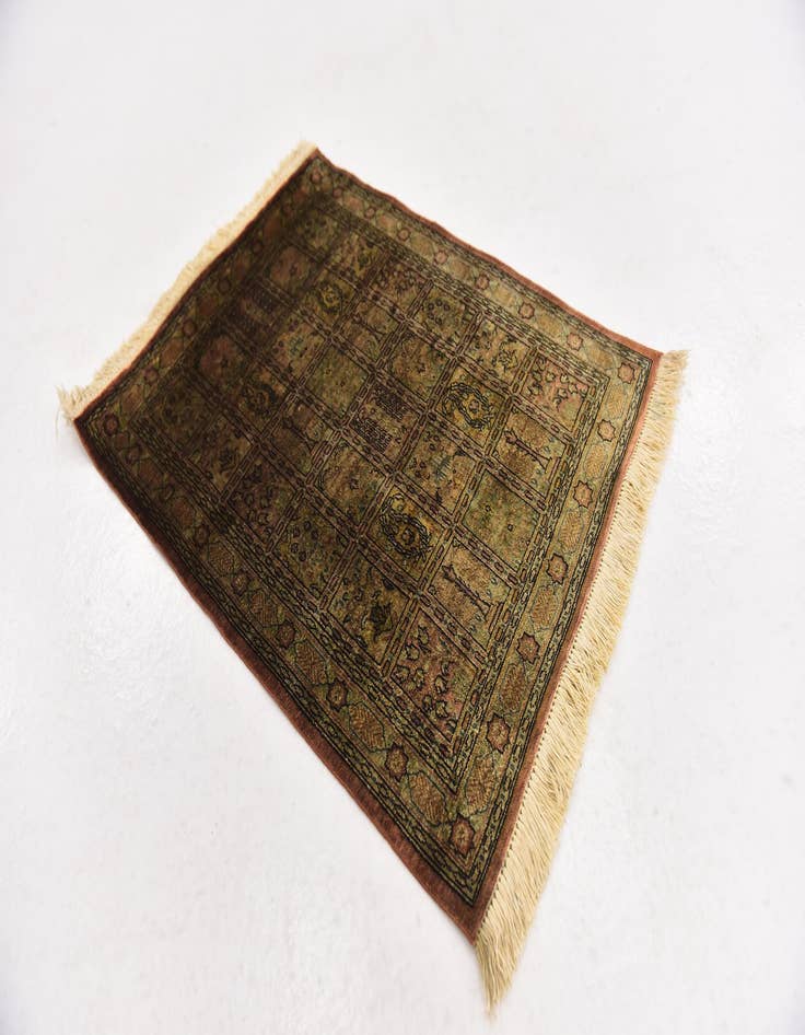 Detail image of  1' 10 x 2' 4  Hand Knotted Qom Persian Square Rug