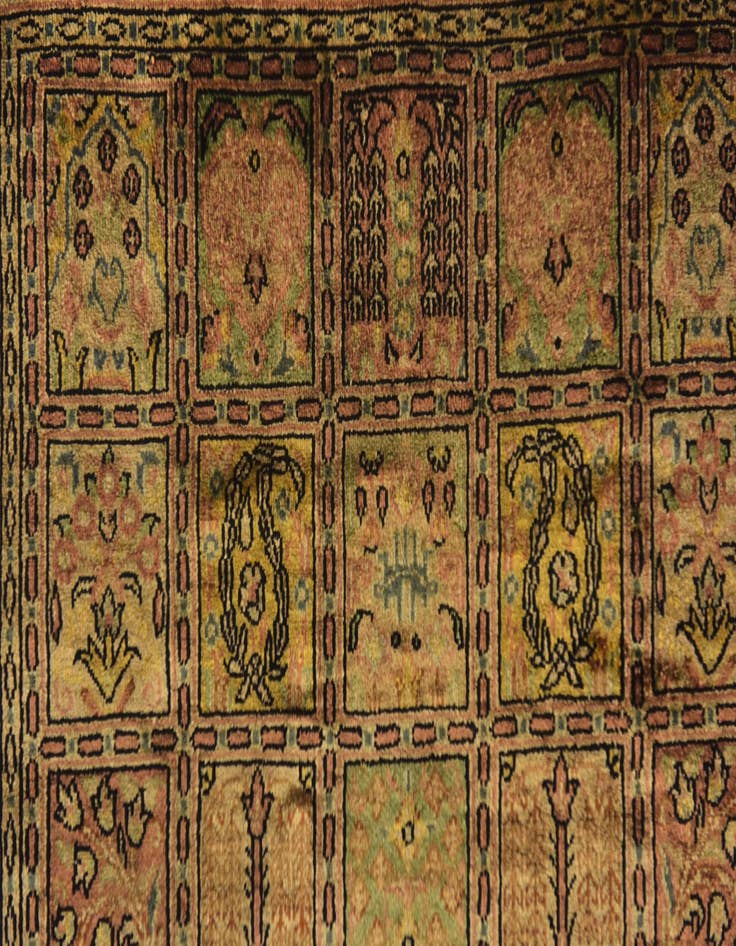 Detail image of  1' 10 x 2' 4  Hand Knotted Qom Persian Square Rug