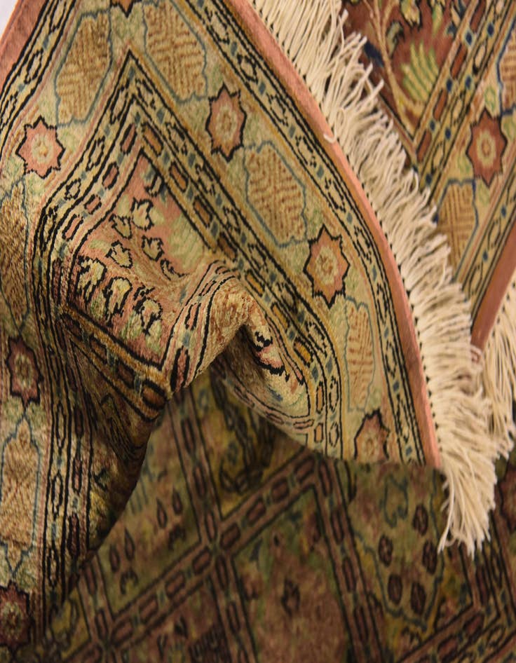 Detail image of  1' 10 x 2' 4  Hand Knotted Qom Persian Square Rug