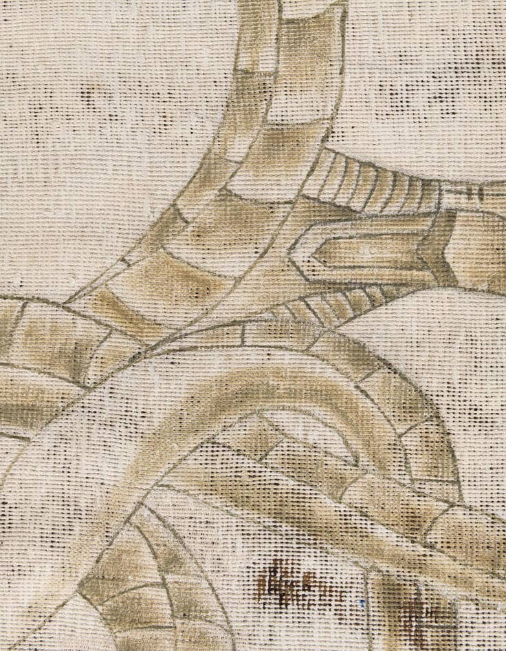 Detail image of  3' 9 x 3' 10  Hand Knotted Ultra Vintage Persian Wool Square Rug