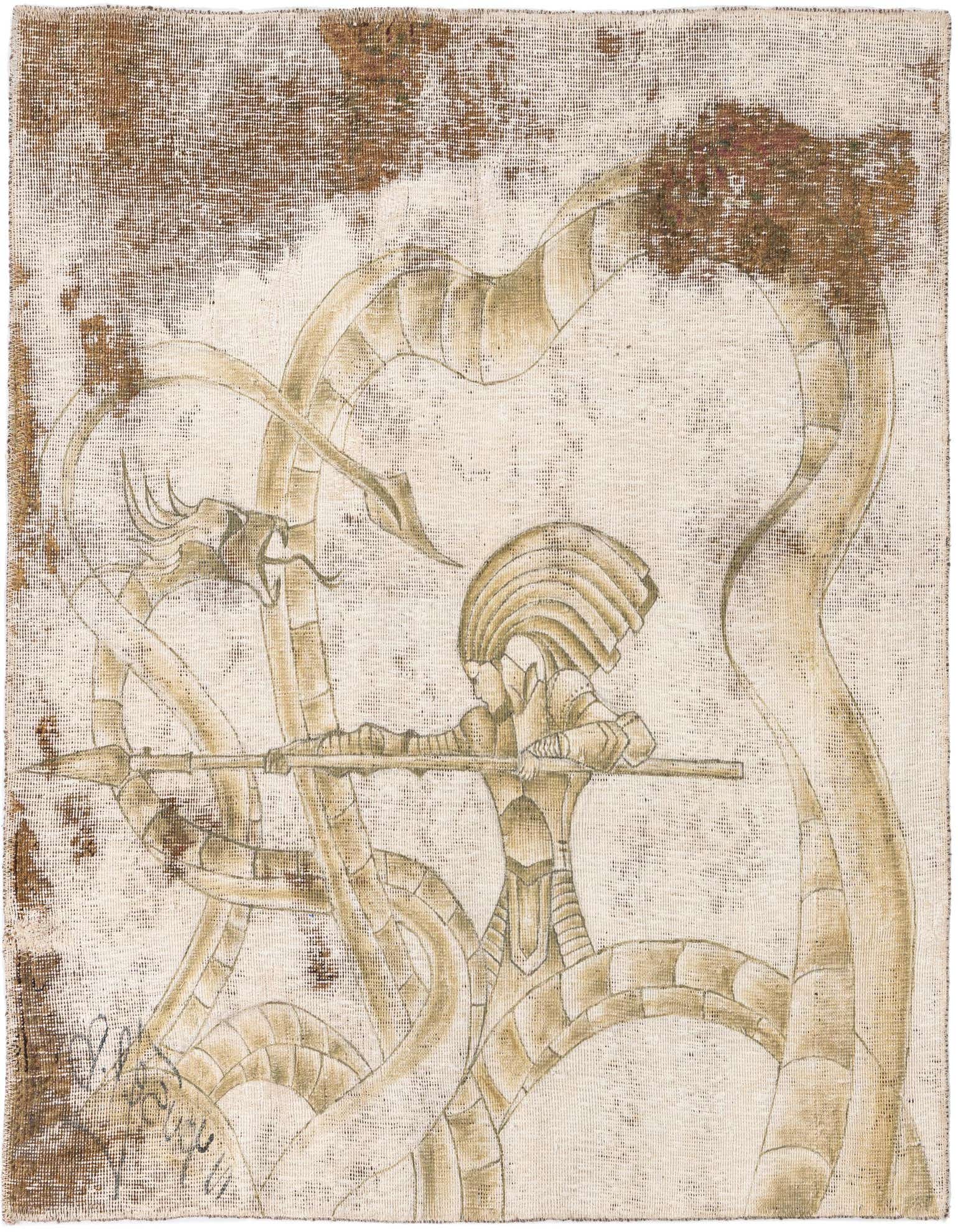 Primary image  3' 9 x 3' 10  Hand Knotted Ultra Vintage Persian Wool Square Rug