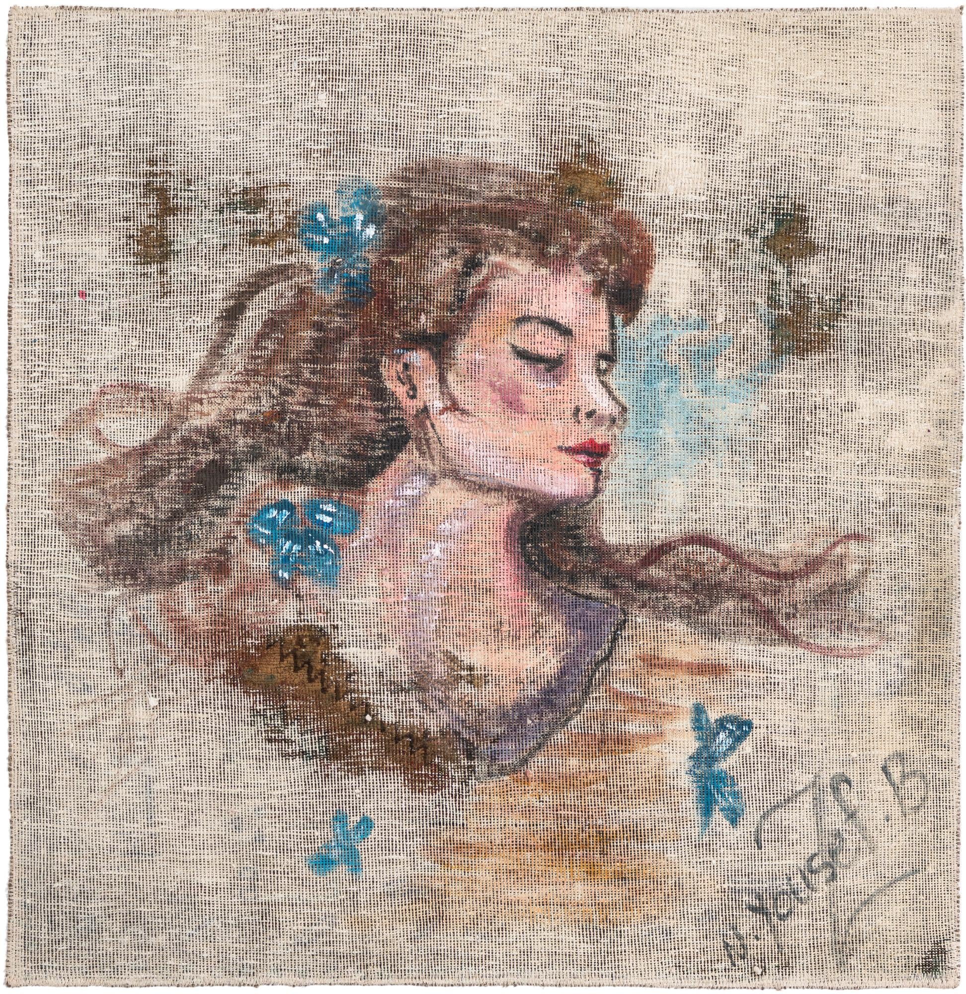  3' 4 x 3' 5  Hand Knotted Ultra Vintage Persian Wool Square Rug