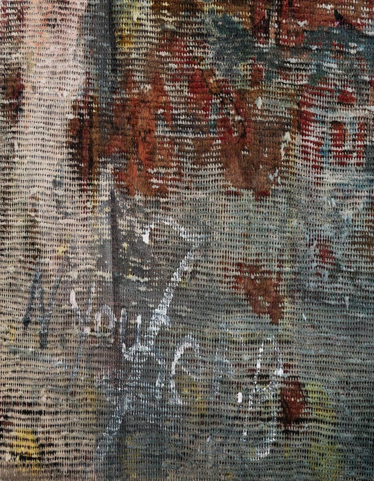 Detail image of  3' 5 x 4'  Hand Knotted Ultra Vintage Persian Wool Square Rug