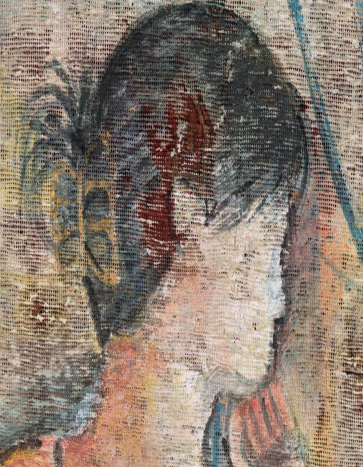 Detail image of  3' 5 x 4'  Hand Knotted Ultra Vintage Persian Wool Square Rug