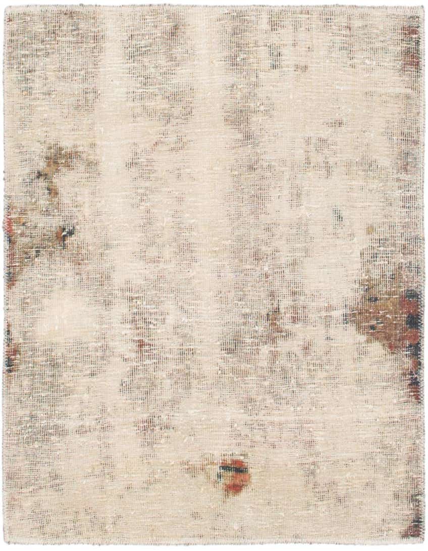 A 3'x3' square Ultra Vintage wool rug in shades of brown, tan, and ivory with a distressed Persian pattern.