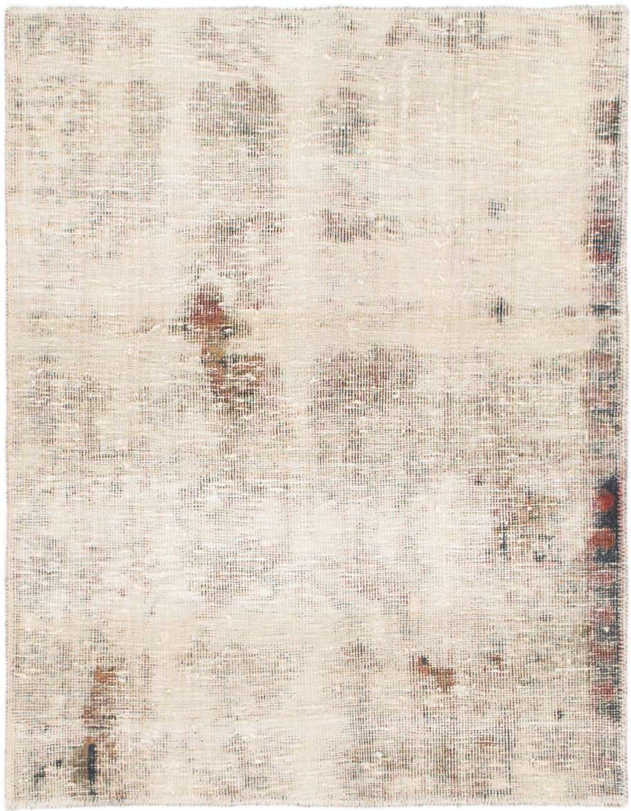 A 3' 2 x 3' 6 square Ultra Vintage wool rug in cream and brown with a distressed Persian pattern.