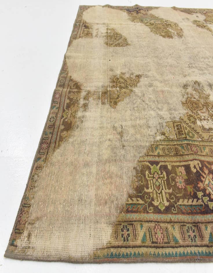 Detail image of  8' x 8' 9  Hand Knotted Ultra Vintage Persian Wool Square Rug