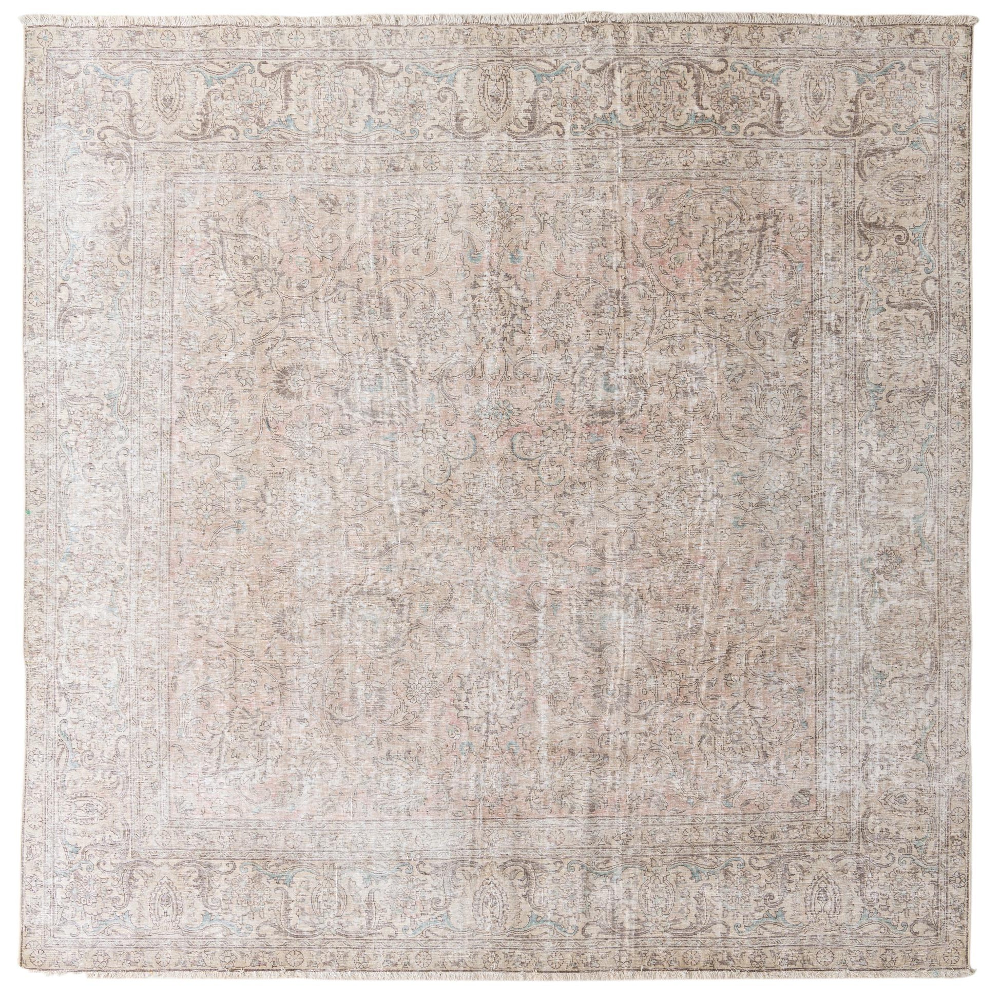 Beige 9' 1 x 9' 5 Hand Knotted Ultra Vintage Persian Wool Square Rug ...