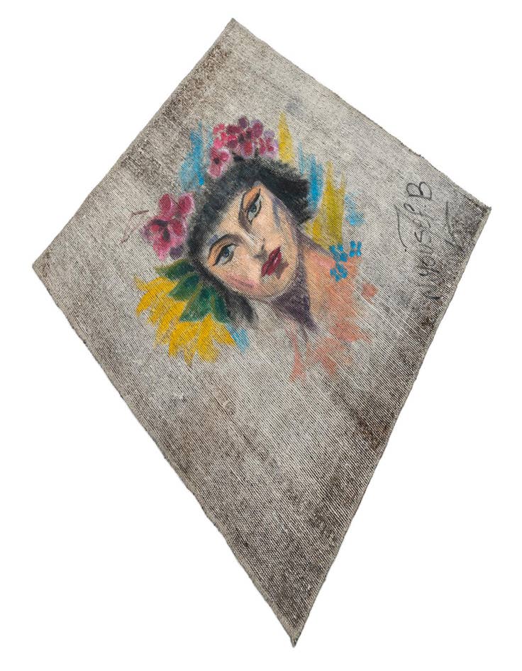 Detail image of  3' 3 x 3' 8  Hand Knotted Ultra Vintage Persian Wool Square Rug