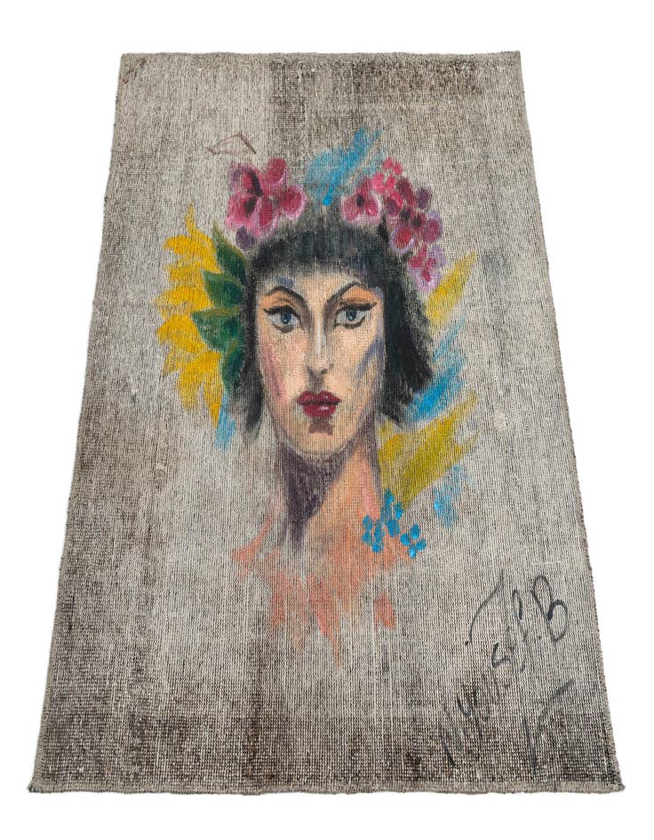 Detail image of  3' 3 x 3' 8  Hand Knotted Ultra Vintage Persian Wool Square Rug