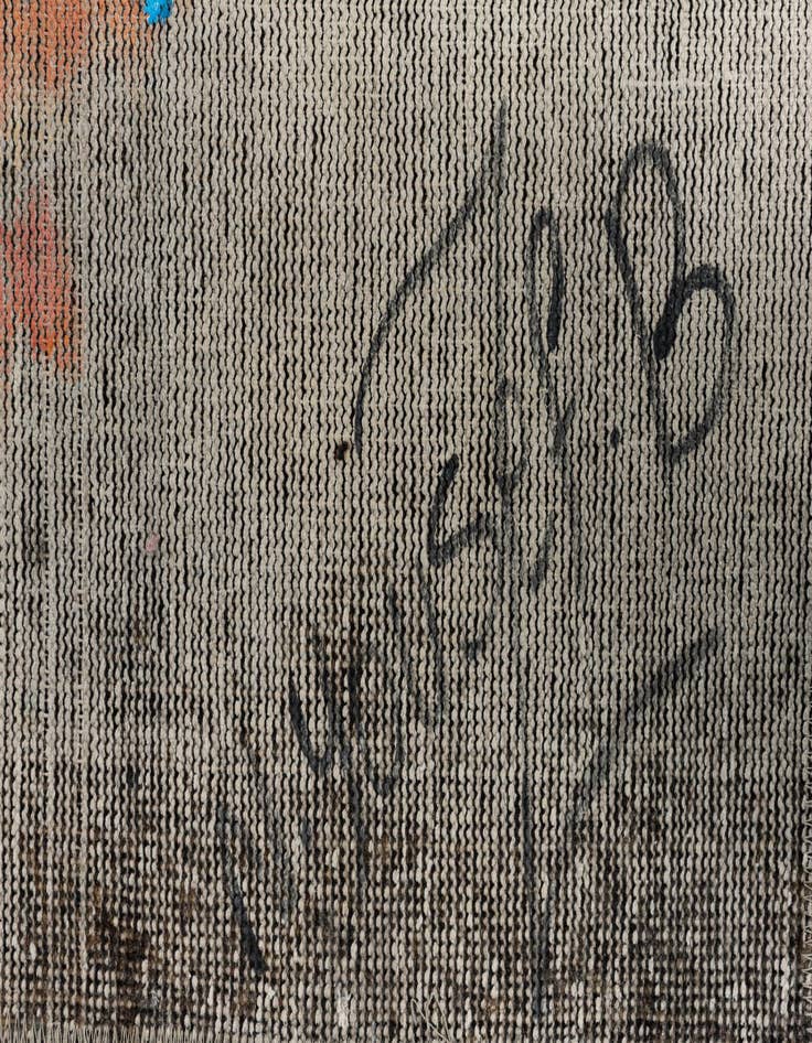 Detail image of  3' 3 x 3' 8  Hand Knotted Ultra Vintage Persian Wool Square Rug